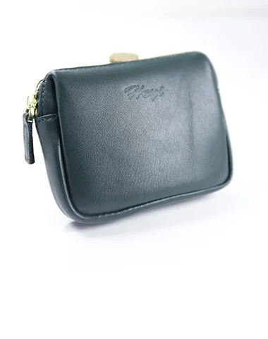 Cute Women Navy Leather Mini Zip Billfold Wallet Coin Wallet Small Zip Change Wallets For Women