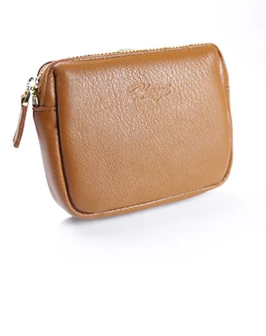 Cute Women Navy Leather Mini Zip Billfold Wallet Coin Wallet Small Zip Change Wallets For Women