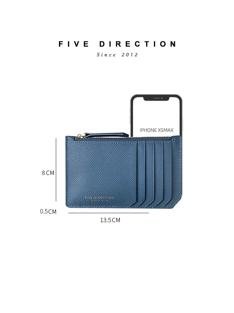 Cute Women Red Leather Slim Card Holder Card Wallet Zipper Change Wallet For Women