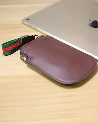 Cute Women Slim Green Leather Mini Zip Coin Wallet Small Zip Change Wallet For Women