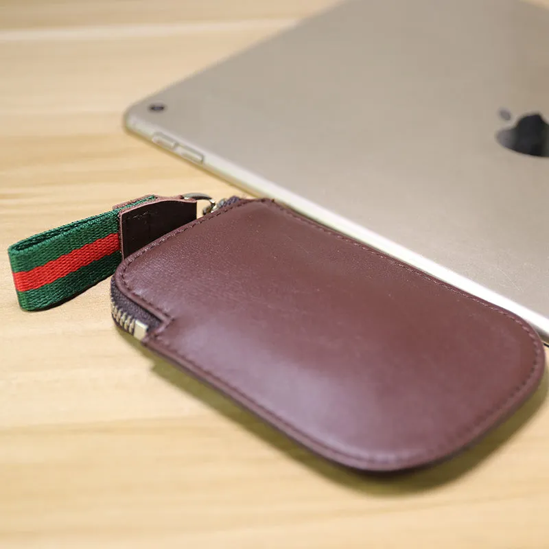 Cute Women Slim Green Leather Mini Zip Coin Wallet Small Zip Change Wallet For Women