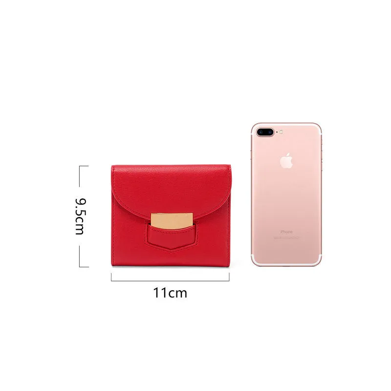 Cute Women Vegan Leather Small Wallet Billfold Vertical Red Card Wallet For Women