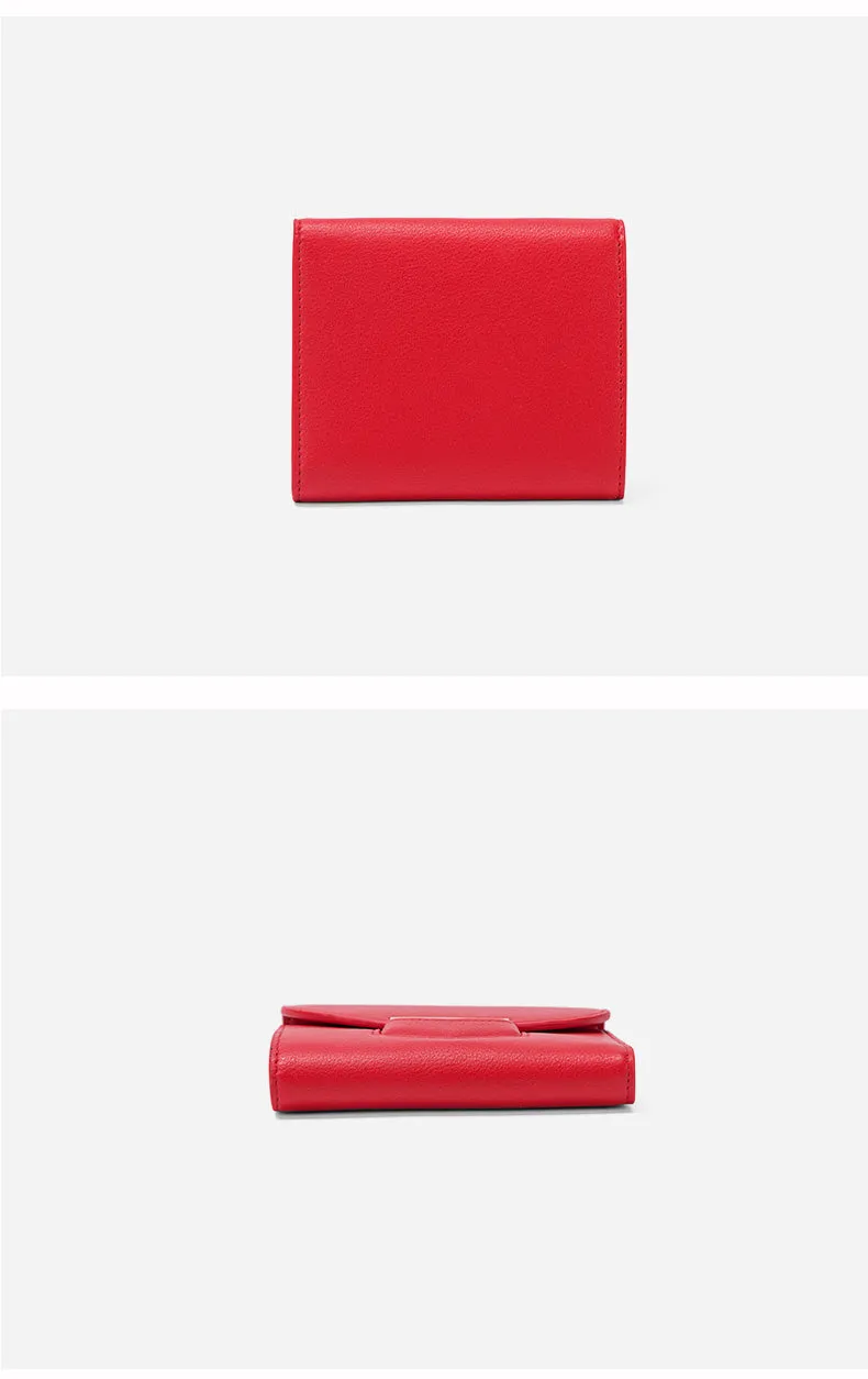 Cute Women Vegan Leather Small Wallet Billfold Vertical Red Card Wallet For Women