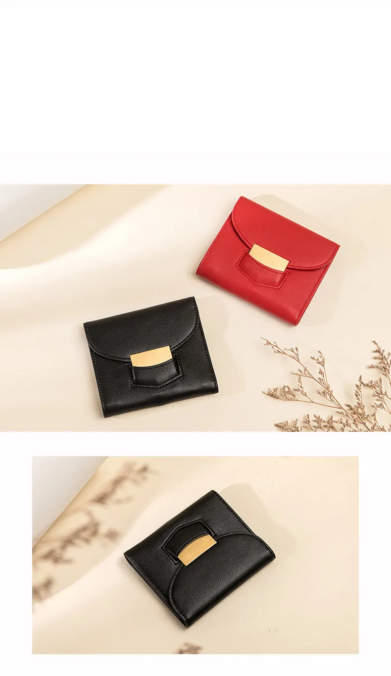 Cute Women Vegan Leather Small Wallet Billfold Vertical Red Card Wallet For Women