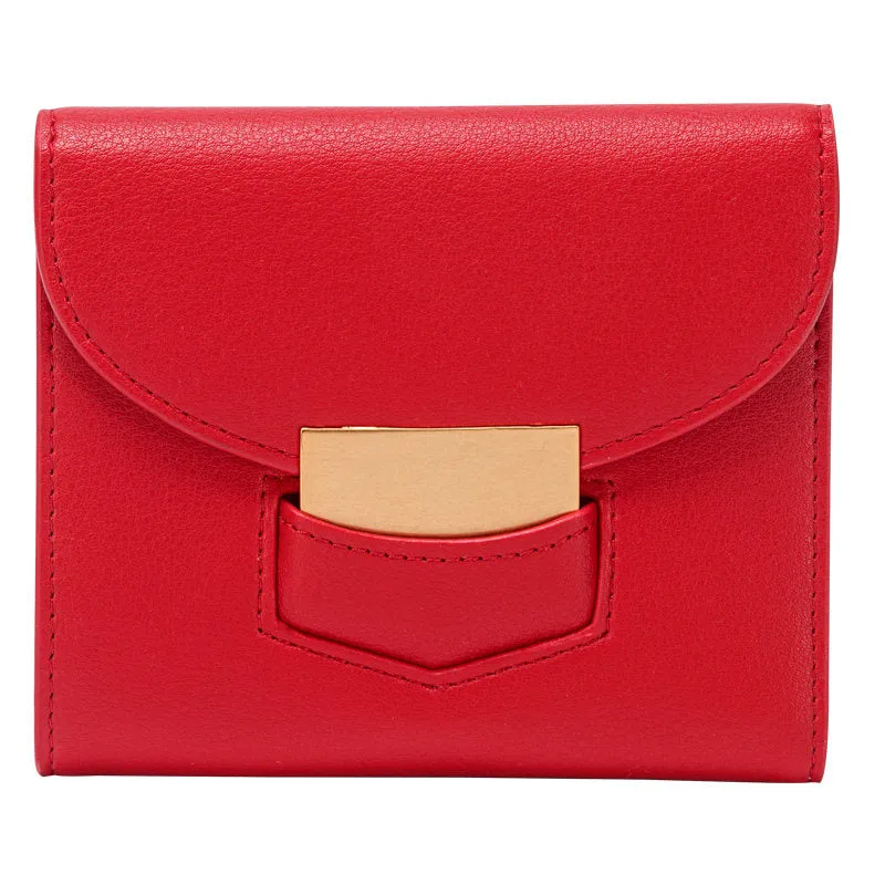 Cute Women Vegan Leather Small Wallet Billfold Vertical Red Card Wallet For Women