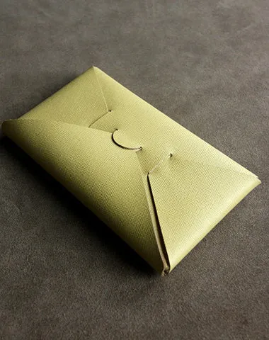 Cute Womens Gray Leather Envelope Wallet Slim Clutch Purse Checkbook Long Wallet for Women