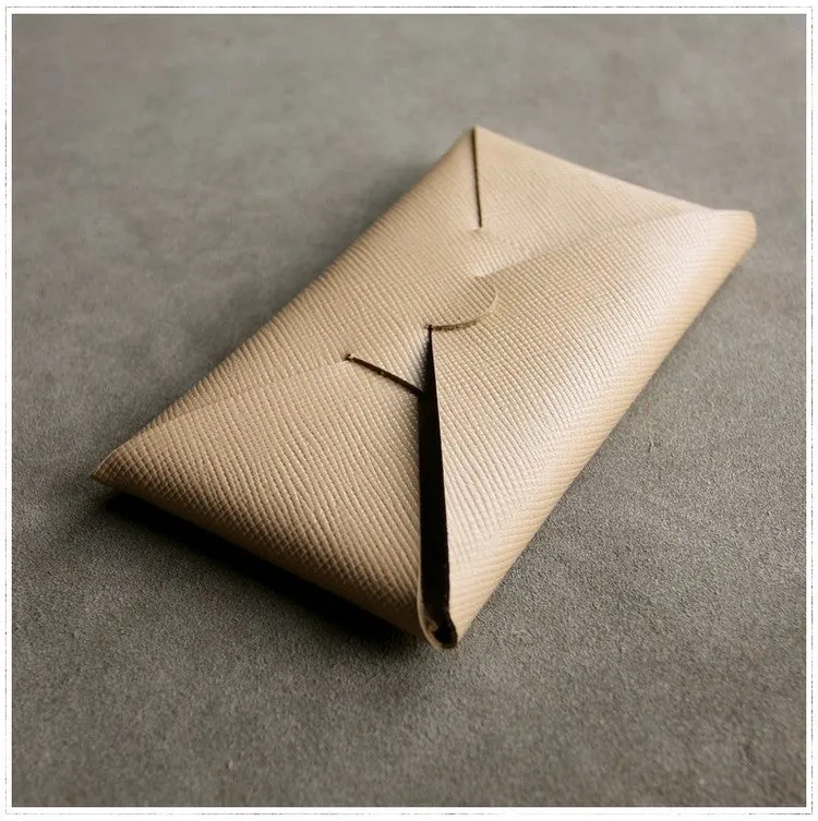 Cute Womens Green Leather Envelope Wallet Slim Clutch Purse Checkbook Long Wallet for Women