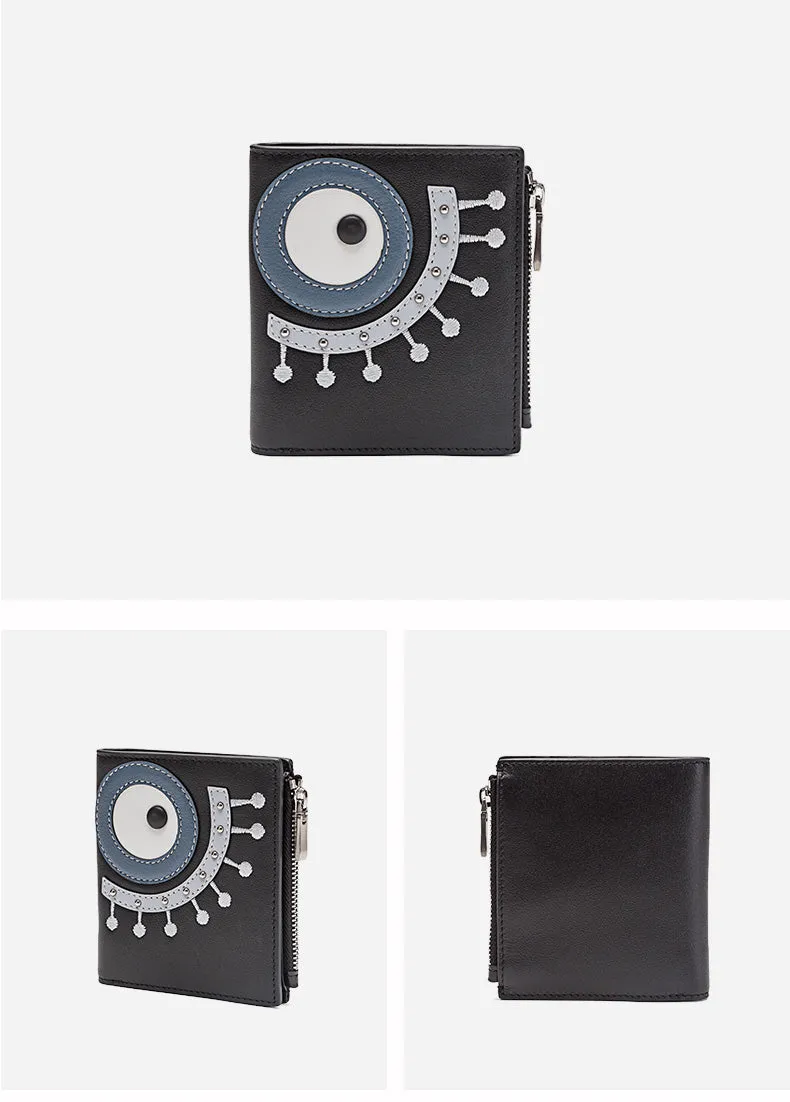 Cutest Women Black Leather Card Holder Shining Eye Card Wallet Billfold Card Holder Credit Card Holder For Women