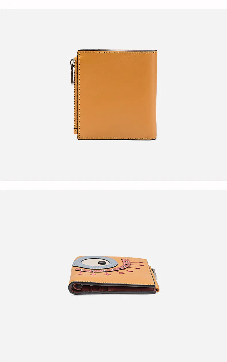 Cutest Women Black Leather Card Holder Shining Eye Card Wallet Billfold Card Holder Credit Card Holder For Women
