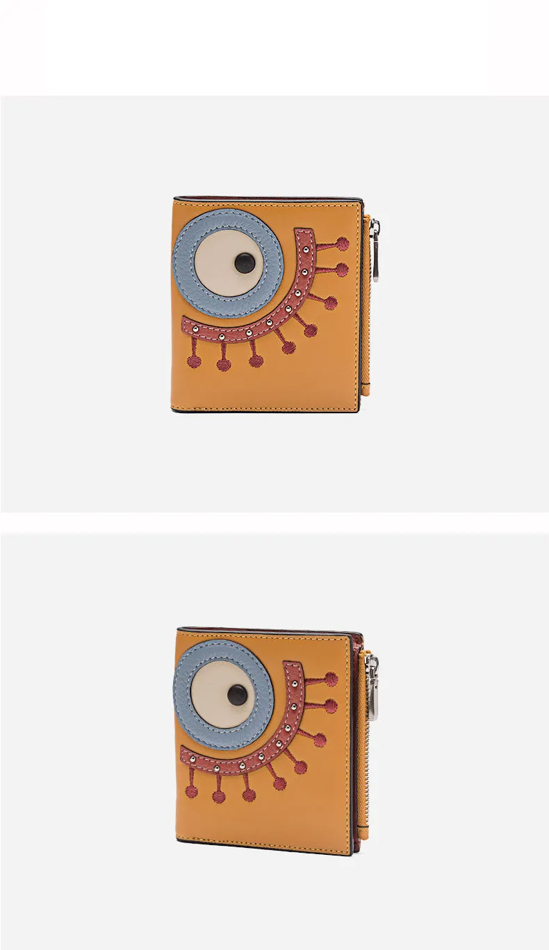 Cutest Women Black Leather Card Holder Shining Eye Card Wallet Billfold Card Holder Credit Card Holder For Women