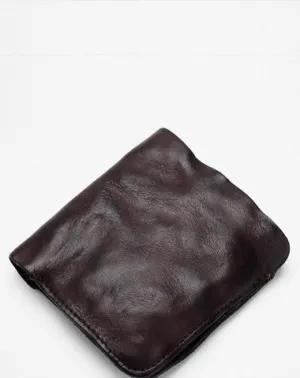 Dark Brown Handmade Leather Mens Bifold Small Wallet Brown billfold Wallet Card Wallet For Men