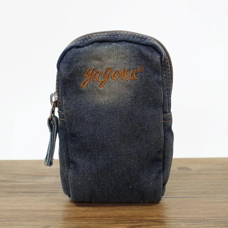 Denim Jean Womens Mens Mobile Bag Wristlet Bag Jean Blue Clutch Purse For Women