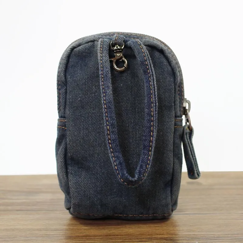 Denim Jean Womens Mens Mobile Bag Wristlet Bag Jean Blue Clutch Purse For Women