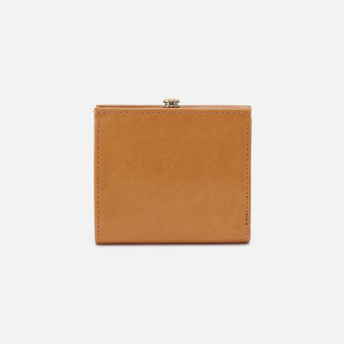 Gable Mini Frame Wallet In Polished Leather - Natural