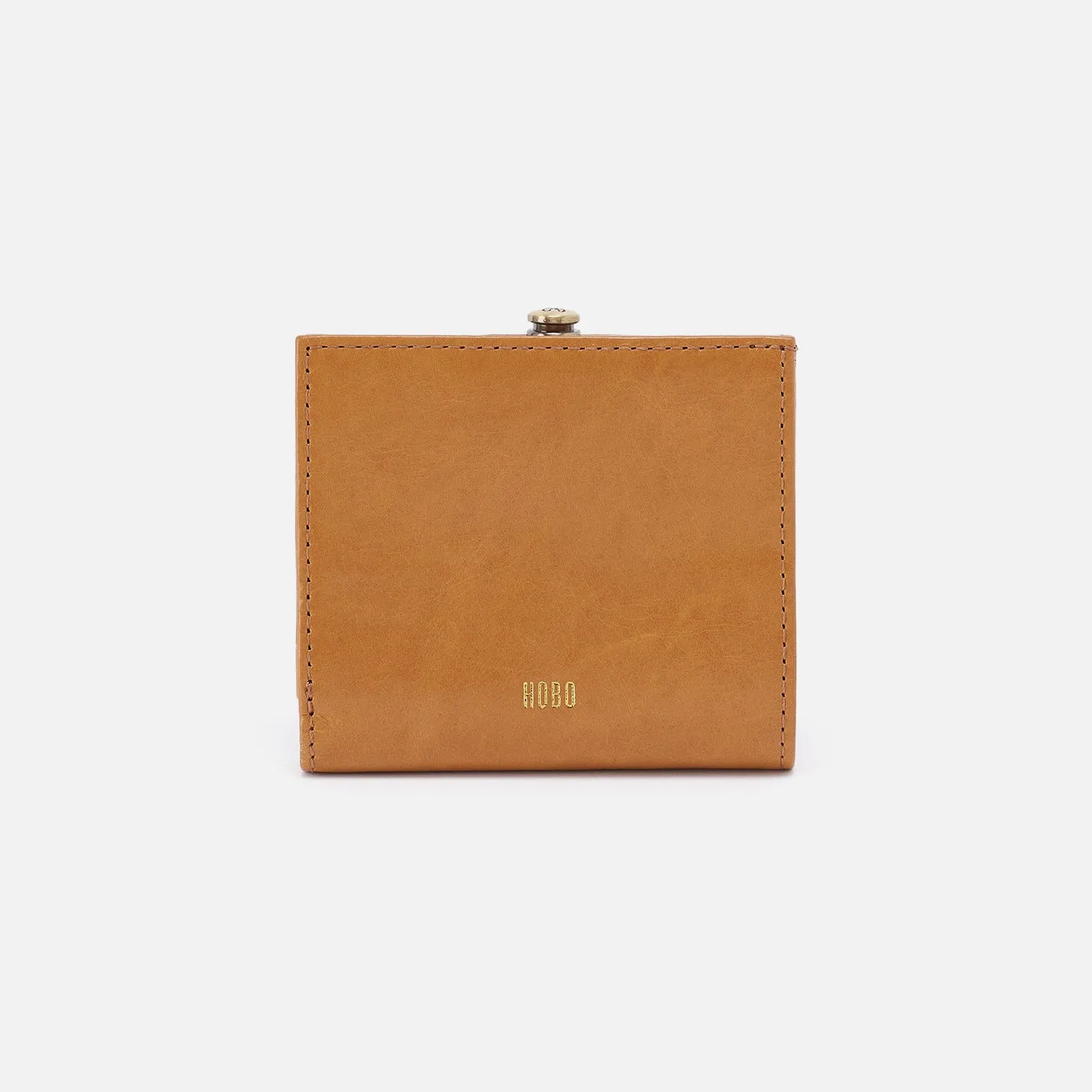 Gable Mini Frame Wallet In Polished Leather - Natural