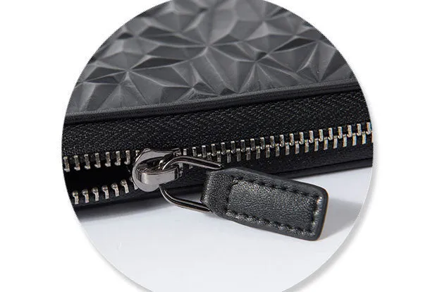 Genuine Leather billfold Diamond wallet purse women vintage Zipper small wallet