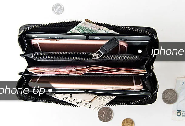 Genuine Leather billfold Diamond wallet purse women vintage Zipper small wallet