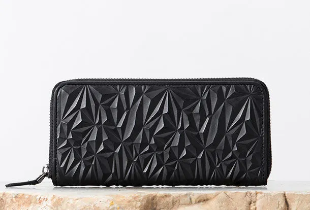 Genuine Leather billfold Diamond wallet purse women vintage Zipper small wallet