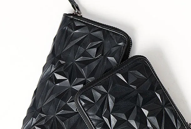 Genuine Leather billfold Diamond wallet purse women vintage Zipper small wallet
