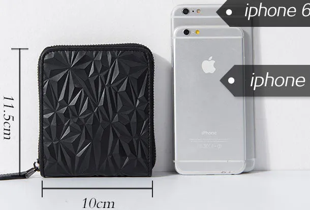 Genuine Leather billfold Diamond wallet purse women vintage Zipper small wallet