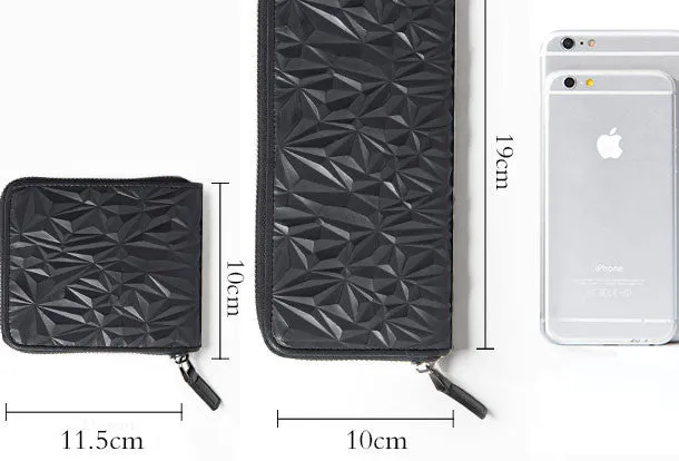 Genuine Leather billfold Diamond wallet purse women vintage Zipper small wallet