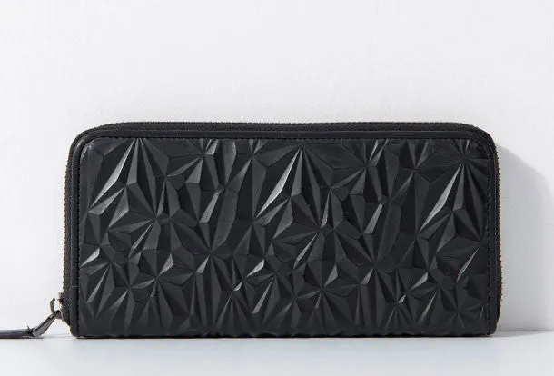 Genuine Leather billfold Diamond wallet purse women vintage Zipper small wallet