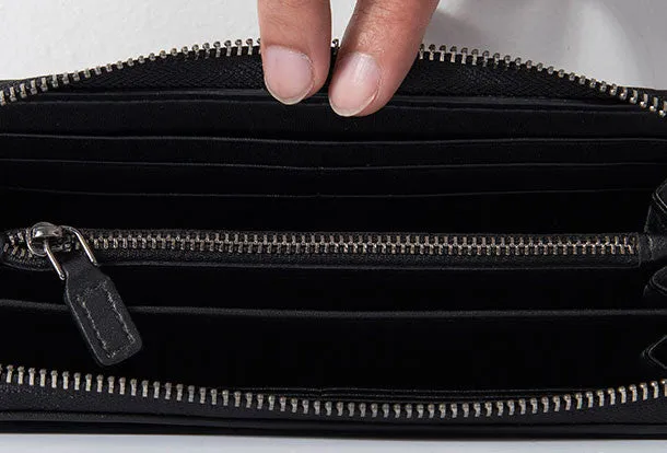 Genuine Leather billfold Diamond wallet purse women vintage Zipper small wallet
