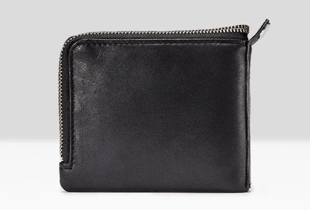 Genuine leather billfold wallet men zip multi cards vintage wallet for men