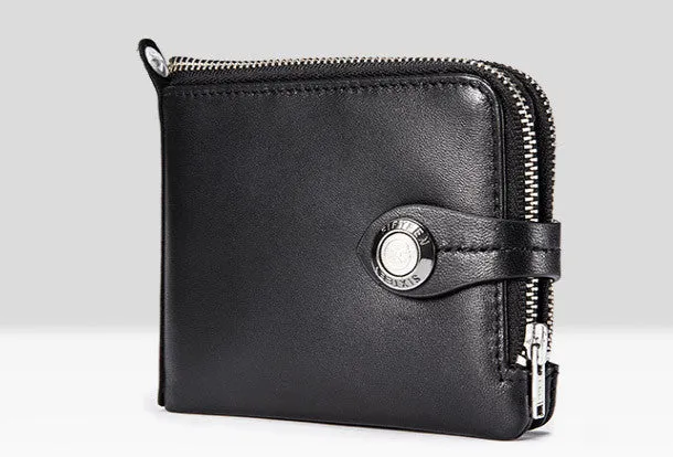 Genuine leather billfold wallet men zip multi cards vintage wallet for men