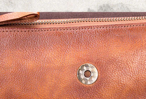 Genuine Leather Clutch Vintage Wristlet Wallet Crossbody Bag Shoulder Bag Handbag Purse For Women