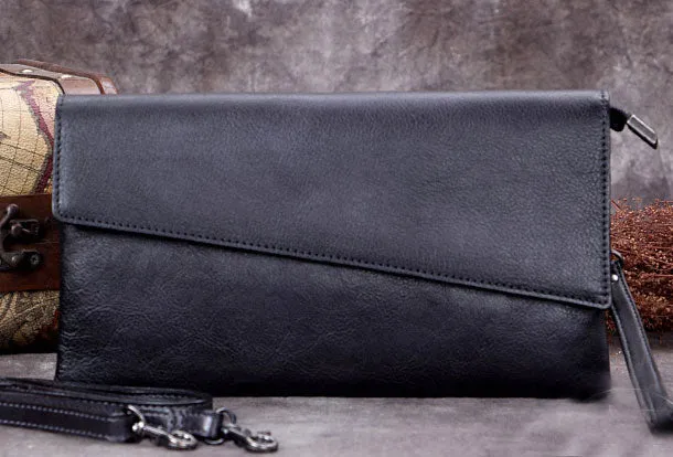 Genuine Leather Clutch Vintage Wristlet Wallet Crossbody Bag Shoulder Bag Handbag Purse For Women