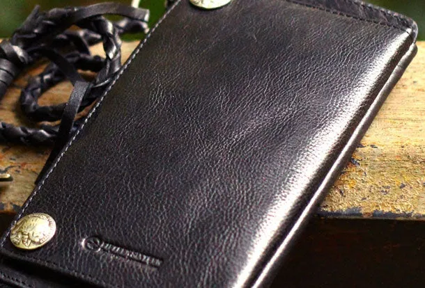 Genuine Leather Clutch Wallet Long Leather Wallet Biker Wallet Bag For Mens