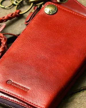 Genuine Leather Clutch Wallet Long Leather Wallet Biker Wallet Bag For Mens