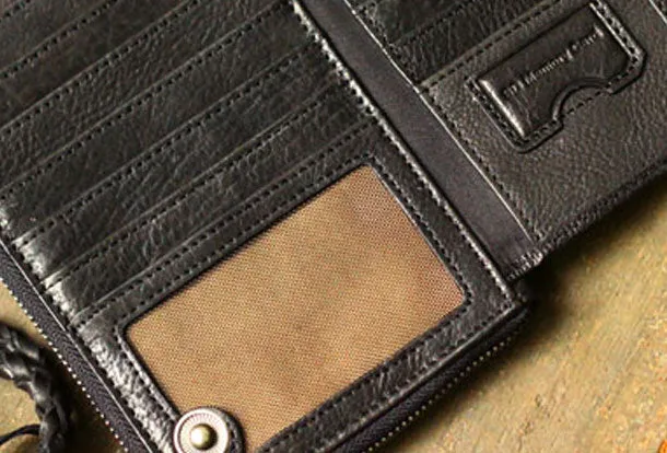 Genuine Leather Clutch Wallet Long Leather Wallet Biker Wallet Bag For Mens