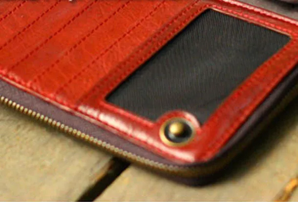 Genuine Leather Clutch Wallet Long Leather Wallet Biker Wallet Bag For Mens