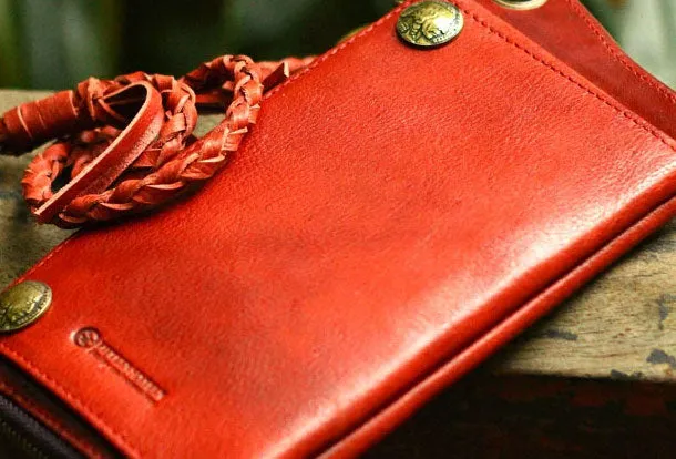 Genuine Leather Clutch Wallet Long Leather Wallet Biker Wallet Bag For Mens