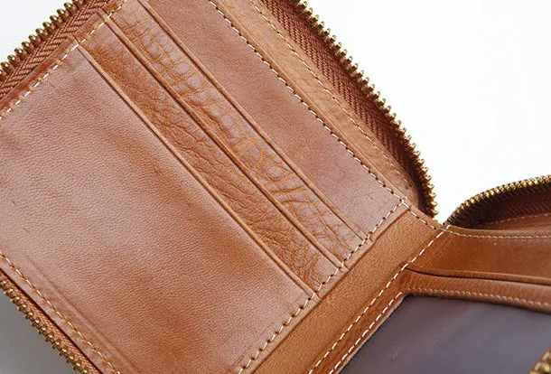 Genuine Leather Cute billfold Slim Zipper Wallet Card Holder Wallet Purse For Women Girl