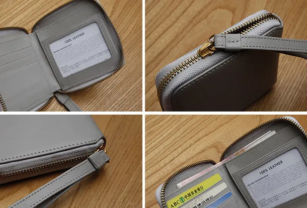 Genuine Leather Cute billfold Slim Zipper Wallet Card Holder Wallet Purse For Women Girl