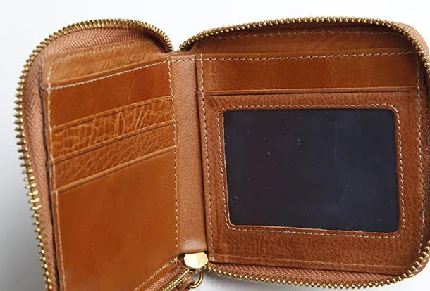 Genuine Leather Cute billfold Slim Zipper Wallet Card Holder Wallet Purse For Women Girl