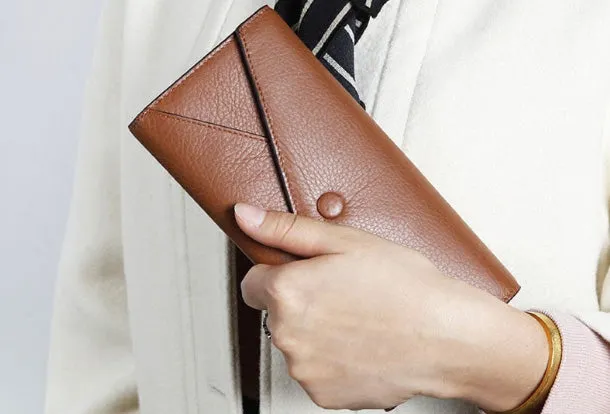 Genuine Leather Cute Long Slim Wallet Bifold Clutch Cards Wallet Purse For Women Girl