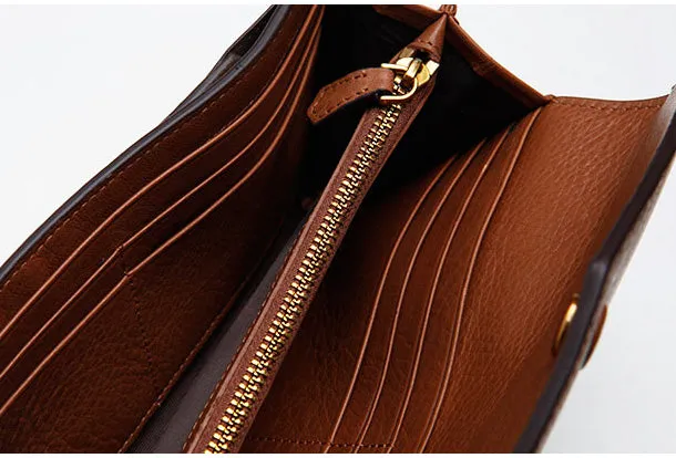 Genuine Leather Cute Long Slim Wallet Bifold Clutch Cards Wallet Purse For Women Girl