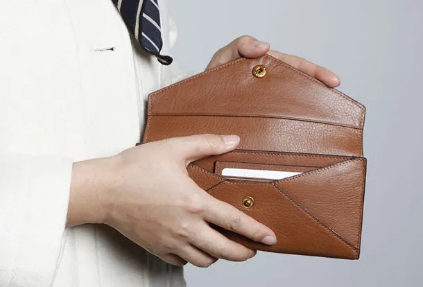 Genuine Leather Cute Long Slim Wallet Bifold Clutch Cards Wallet Purse For Women Girl
