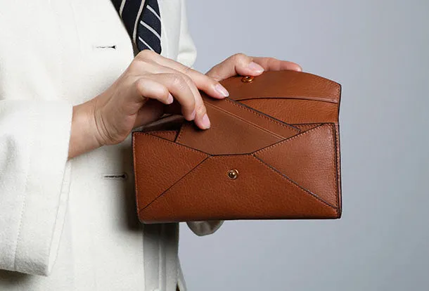 Genuine Leather Cute Long Slim Wallet Bifold Clutch Cards Wallet Purse For Women Girl