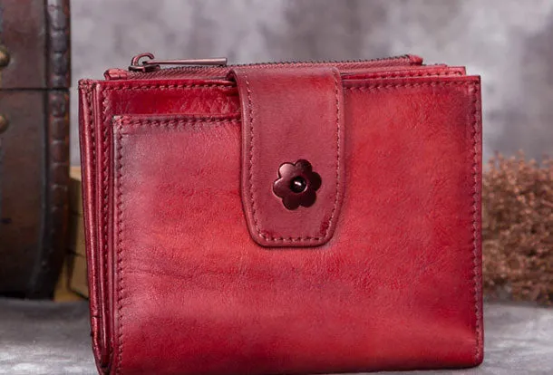Genuine Leather Wallet billfold Wallet Vintage Wallet Purse Fo Women