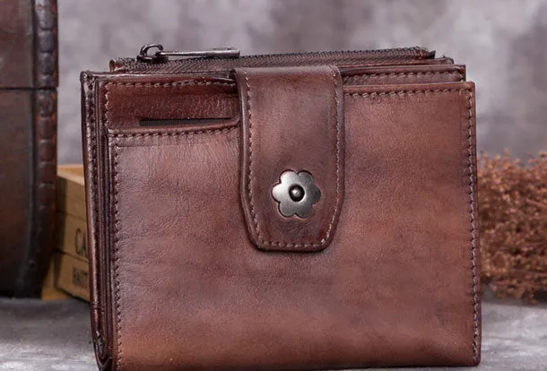 Genuine Leather Wallet billfold Wallet Vintage Wallet Purse Fo Women