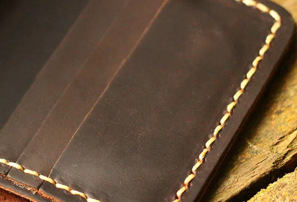 Genuine Leather Wallet Handmade Folded billfold Wallet Slim Wallet For Men