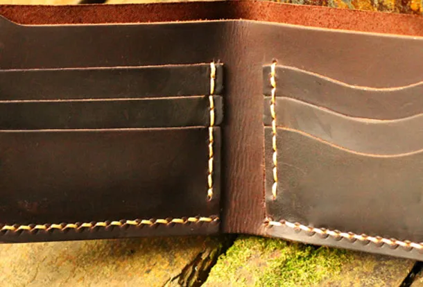 Genuine Leather Wallet Handmade Folded billfold Wallet Slim Wallet For Men