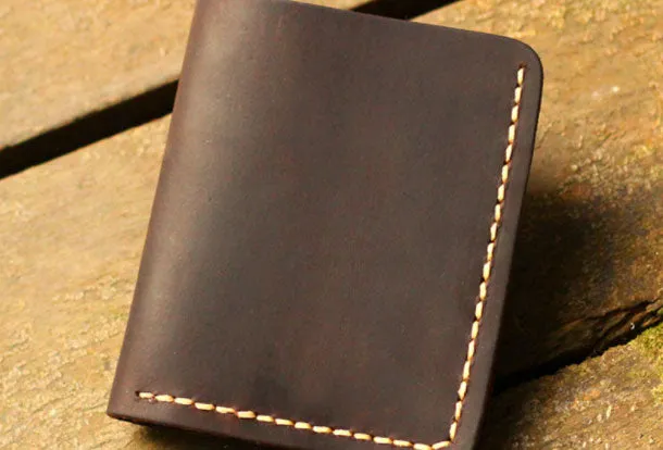 Genuine Leather Wallet Handmade Folded billfold Wallet Slim Wallet For Men