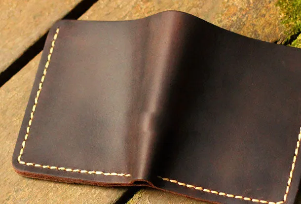 Genuine Leather Wallet Handmade Folded billfold Wallet Slim Wallet For Men