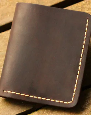 Genuine Leather Wallet Handmade Folded billfold Wallet Slim Wallet For Men